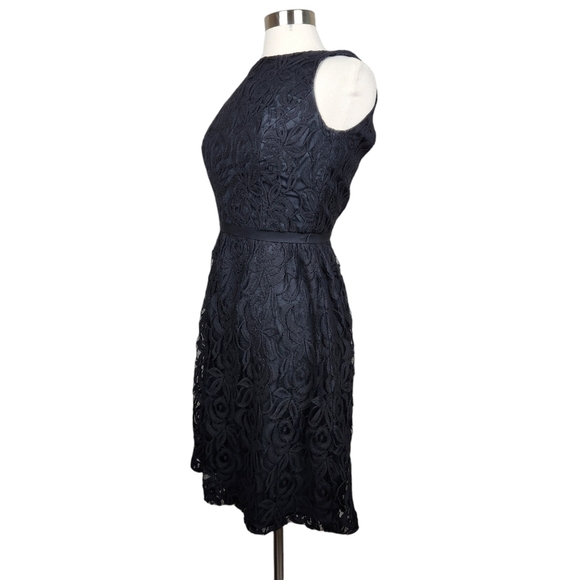Vintage Dessy Collection Vivian Diamond Black Dress Floral Lace Women's Size 6 2 - Picture 3 of 12